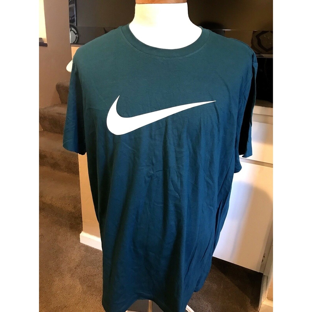 Nike Mens T-Shirt Center Swoosh Logo Crew Neck Sz XXL Teal Active Athletic Wear